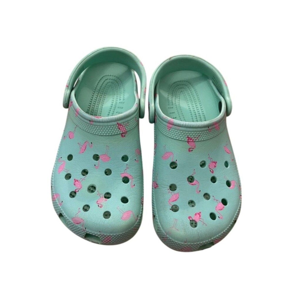 Crocs Classic Vacation Vibes Clogs Green Pink Flamingo Womens 6 Mens 4